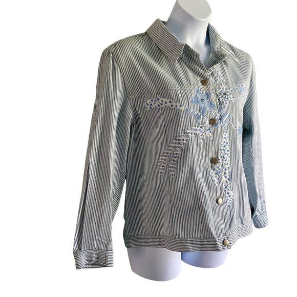 Draper's & Damon's Button-Up Light Jacket Embroidered Flowers Women's XL - Picture 4 of 8